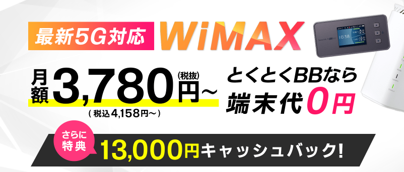 インターネット　戸建て　安い　ポケットWiFi　GMOとくとくBB　WiMAX